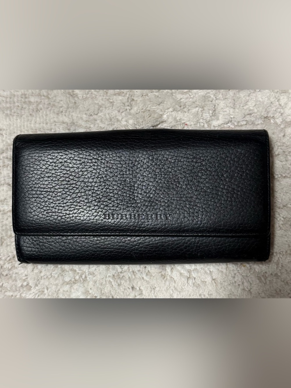Authentic Classic Black Burberry Logo Embossed Long Wallet w/inside Nova Check!